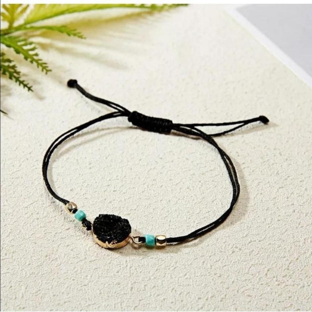 New Black Wish Crystal Druzy Stone Boho Beaded Adjustable Bracelet For Good Luck